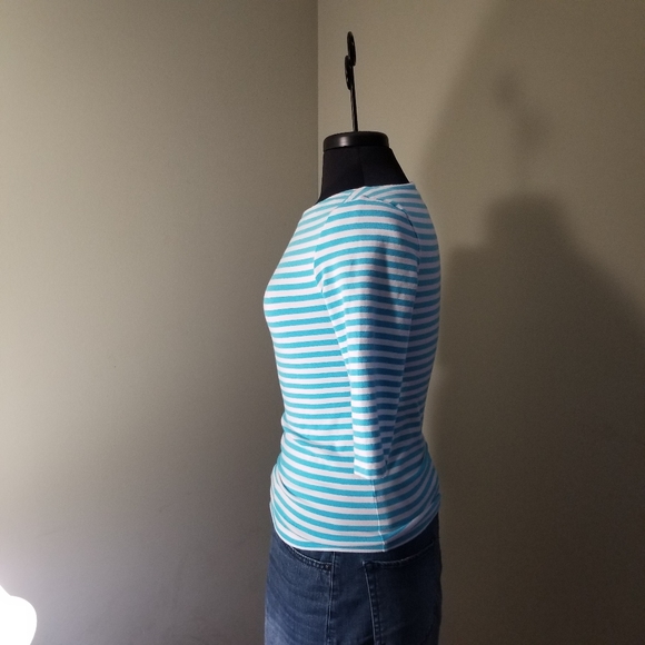 Kate Spade Turquoise & White 3/4 Sleeve Tee - Picture 3 of 8